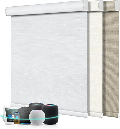 Aprilsmart Motorized Blinds with Remote,Compatible with Apple HomeKit Alexa Google Home- Voice and app Control,Motorized Roller Shades 100% Blackout Custom Size (Cream White-06)