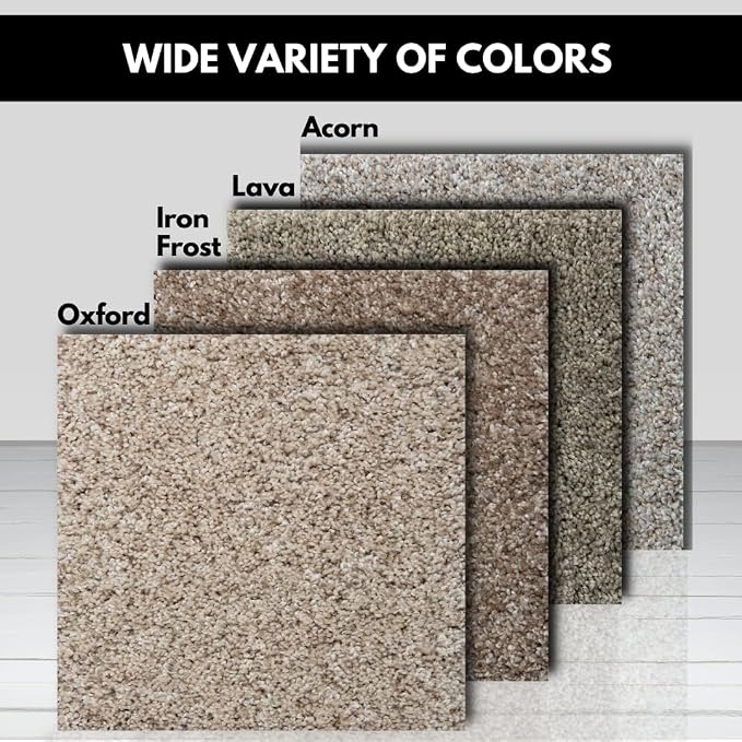 Smart Squares Easy Street Premium Plush Carpet Tiles, Made in USA – 8x8 Peel and Stick Floor Tiles with Attached Padding – Seamless DIY Carpet Squares (0.44 Sq Ft, Sample, 720 Oxford)