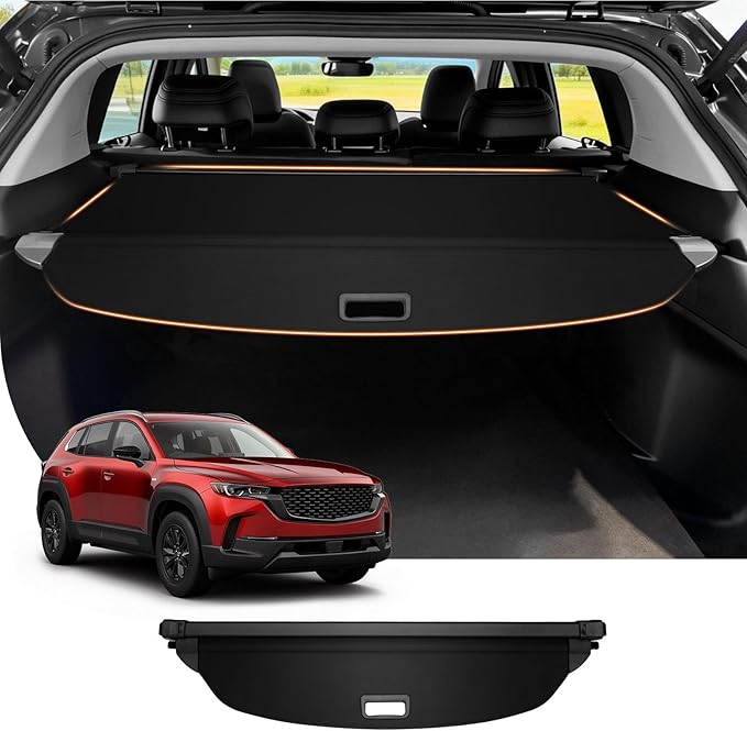 Powerty Retractable Cargo Cover for 2023-2025 Mazda CX50 - Canvas Texture Trunk Cover Privacy Screen Rear Security Shade for CX-50 Accessories