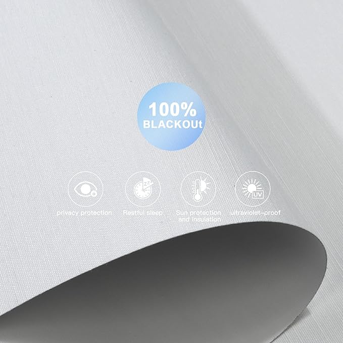 Motorized Roller Blinds with Remote, Cordless Automatic Smart Blackout Blinds, Motorized Roller Shades for Indoor Windows, Compatible with Alexa Google (Fabric White, 33" W x 72" H)