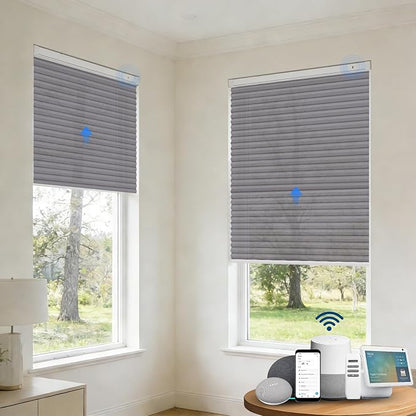 Motorized Cellular Shades with Remote, Smart Cellular Shades Compatible with Apple HomeKit, Alexa & Google Home, Honeycomb Window Blinds for Indoor Windows, Light Filtering Neutral Taupe