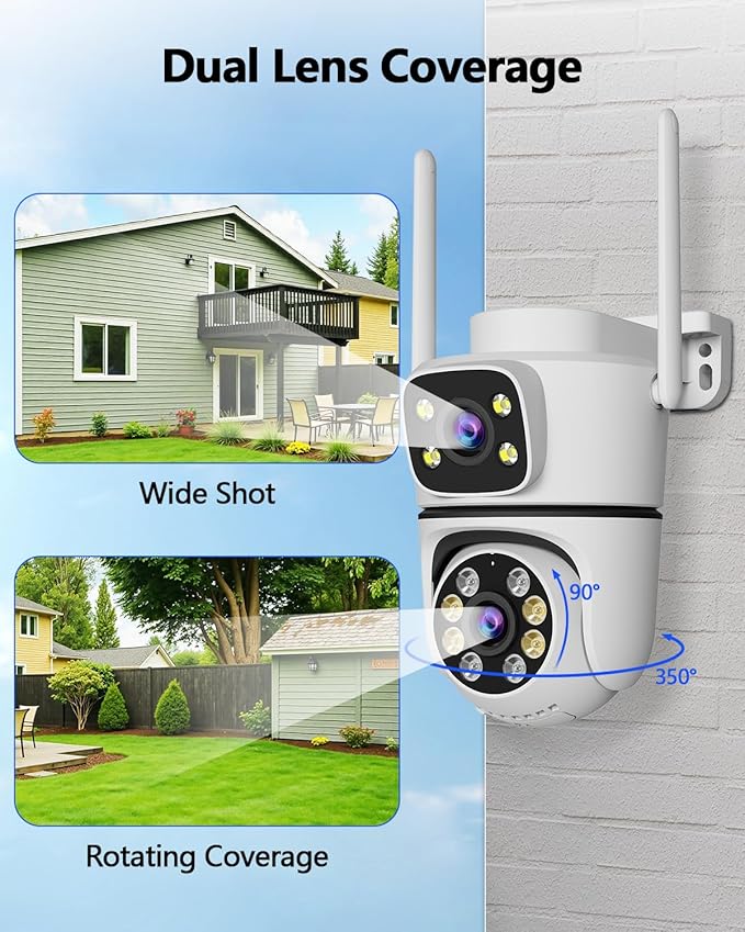 WEILAILIFE 【Auto Tracking】 Outdoor Wireless Security Camera, PTZ WiFi Video Surveillance Cameras for Home Security