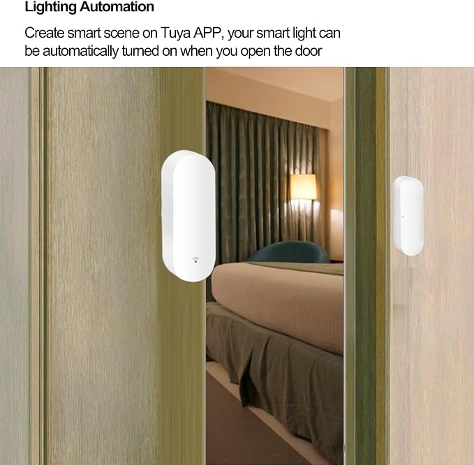 WiFi Door Sensor, Tuya Smart Door Window Sensor, Smart Window Sensor Real-time Alarm Compatible with Alexa Google Assistant,Home Security Door Open Contact Sensor for Business Burglar Alert (1 Pack)