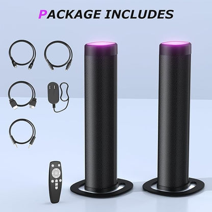 Sound Bar for Smart TV, 100W Sound Bar with 3 Dynamic RGB Lights,Bluetooth 5.3, ARC/Opt/AUX Connect, Dynamic Volume 3 Equalizer Modes,2 in 1 Detachable Soundbar for TV/PC/Gaming/Projectors