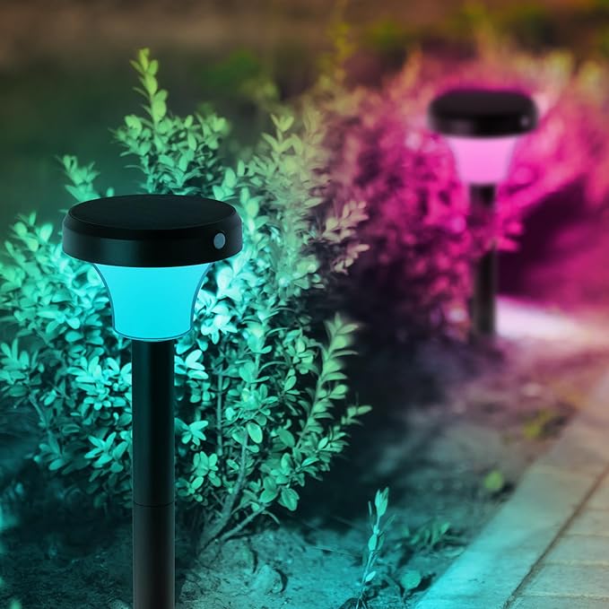 IntelliPath Solar Smart LED Landscape Path or Fence Post with Linkable IR Motion Sensor and Daylight Sensor 160 Lumens 8 Hours on Full Charge RGB Color Changing and Tunable White in Black