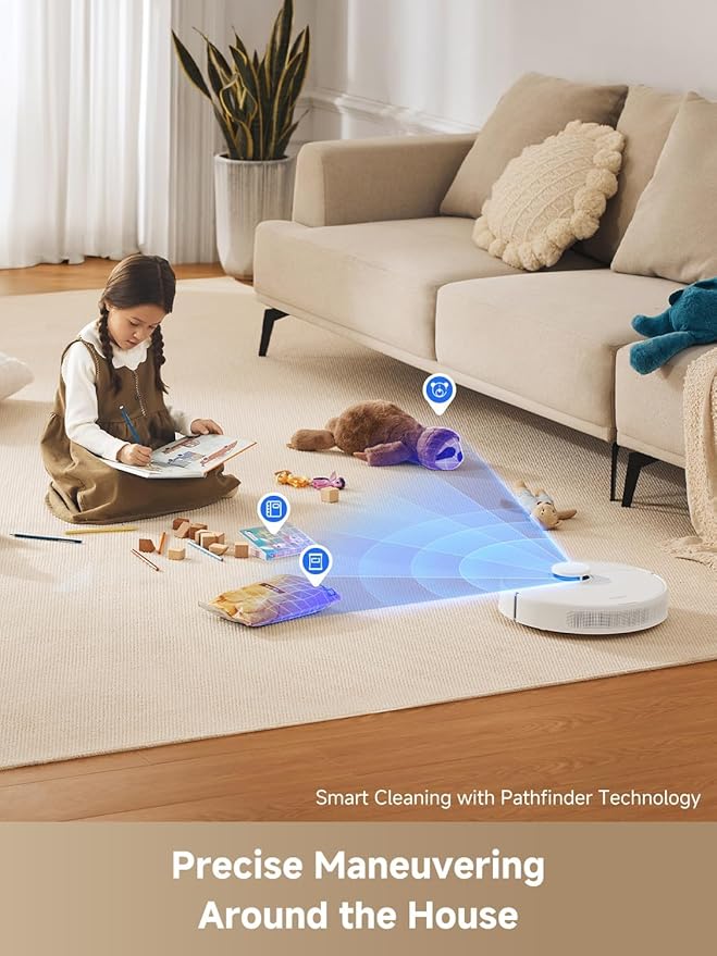 DREAME C20 Plus Robot Vacuum and Mop Combo, 90 Days Self-Emptying Robotic Vacuum, Power Suction Robot Vacuum, LiDAR Navigation, APP/Voice Control, Robot Vacuum Cleaner for Pet Hair/Carpet/Hard Floor