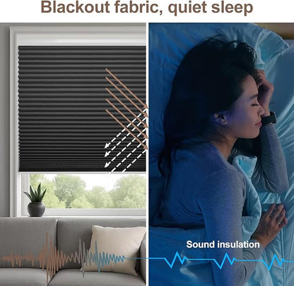 Godark Motorized Blackout Cellular Shades Compatible with Alexa/Google Home Electric Blinds Smart Honeycomb Shades for Windows Automatic Blinds with Remote Custom Size-Black