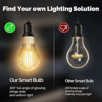Smart Filament Bulb Light Your House Easily with Scene E27 Energy Saving Customize Light by Time 7W Tuya APP Control,4pcs