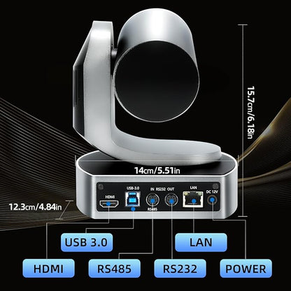 4K Conference Room Camera,PTZ Camera 20X Optical Zoom with IP/USB3.0/HDMI/RS232/RS485 for IP Live Streaming Video Conference and Church Education