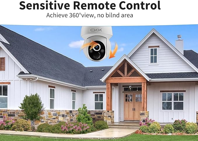 CKK Wireless Cameras for Home/Outdoor Security, Solar Security Cameras Wireless Outdoor 355°PTZ, 4MP 2.5K WiFi Camera with Spotlight, PIR Sensor, Siren, Color Night Vision, 2-Way Talk, SD/Cloud