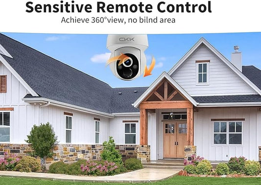 CKK Wireless Cameras for Home/Outdoor Security, Solar Security Cameras Wireless Outdoor 355°PTZ, 4MP 2.5K WiFi Camera with Spotlight, PIR Sensor, Siren, Color Night Vision, 2-Way Talk, SD/Cloud