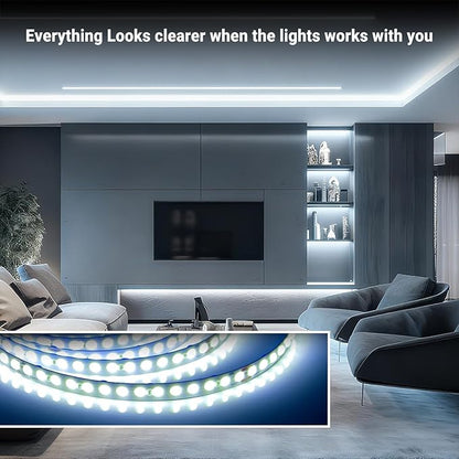 DAYBETTER 16.4FT Dimmable COB led Strip Light, High Brightness led Lights, 6500K Bright Daylight White, 24V, 140 LEDs, Flexible LED Tape Light Suitable for Bedroom, Kitchen, and DIY Home Decoration