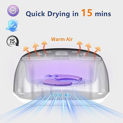 Hearing Aid Dryer & Dehumidifier,15 Mins World's Fastest,Removes Sweat & Moisture for Hearing Aids,Earbuds,Amplifiers,Smart Digital Display,Rechargeable Type C (White Cable)