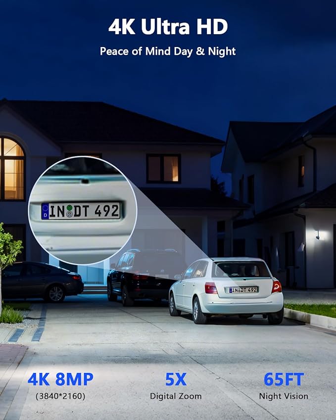 【90-Day Storage & 4K Ultra HD】 Wired Security Camera System, Outdoor POE Security Cameras, IP Camera System, Home Video Surveillance DVR Kits