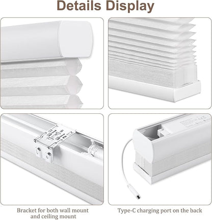 Godark Motorized Light Filtering Cellular Shades Compatible with Alexa/Google Home Electric Blinds Smart Honeycomb Shades for Windows Automatic Blinds with Remote Custom Size-White