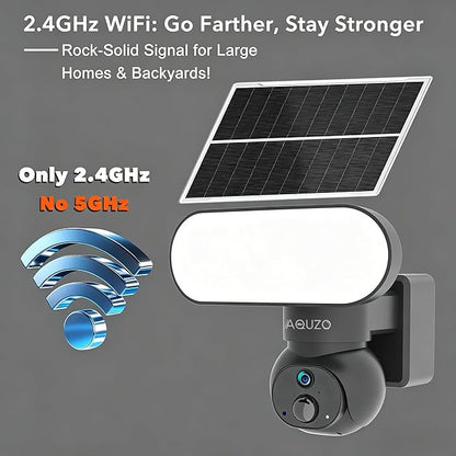 Floodlight Camera Solar Powered, 1500 Lumens Security Light, 2K Wireless Outdoor Cam with 360° PTZ, Human/Vehicle/Animal AI Detection, Color Night Vision, 64GB Local Storage, No Monthly Fee
