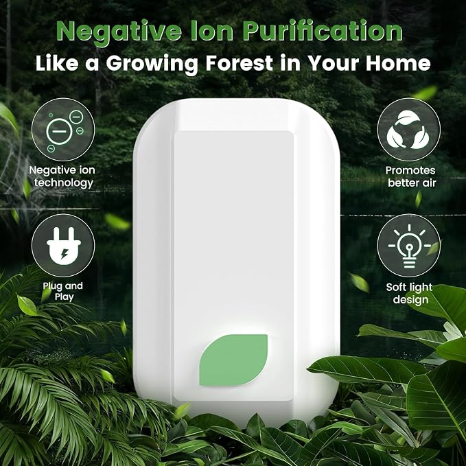 6Pack Plug In Ionic Air Purifier,Negative Ion Air Purifier for Home Portable Plug-In Air Ionizers for Smoke, Pets Smell Quiet Mini Air Cleaner for Home, Bedroom,Living Room (6)