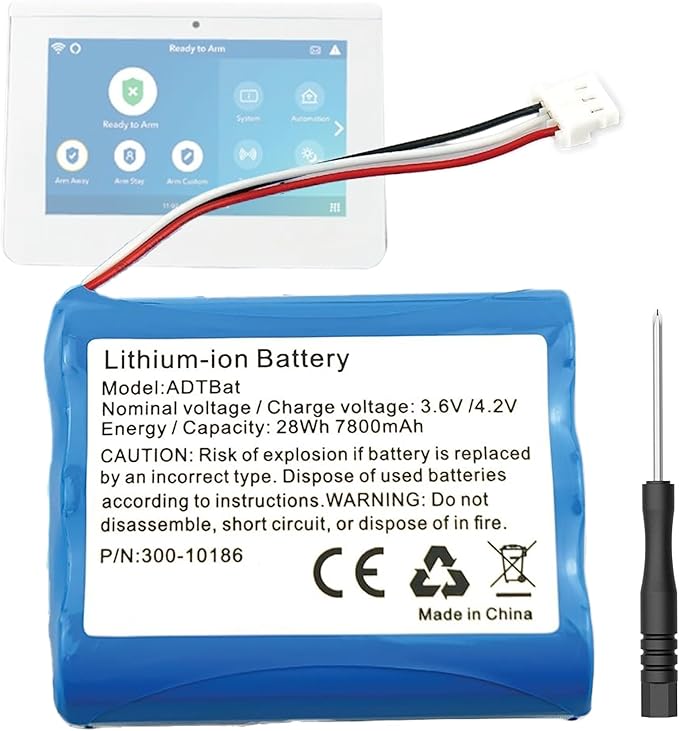 Battery Replacement for ADT Command Smart Security Panel ADT5AIO-1 ADT5AIO-2 ADT5AIO-3 ADT7AIO-1, Honeywell ADT 2X16 AIO Home Security System Keypad ADT2X16AIO-1 ADT2X16AIO-2 Battery 300-10186