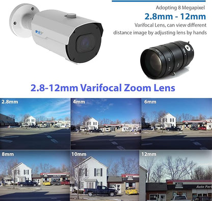 GW Security 16 Channel NVR 4K 8MP PoE 2.8-12mm Varifocal Zoom Security Camera System with 16 x 4K 8MP IP Microphone Waterproof Smart AI Bullet Camera, Face Recognition/Human/Vehicle Detection