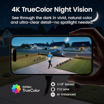 aosu T2 Ultra 4K Solar Security Cameras Wireless Outdoor, 2-Cam Kit, Smart Home Security System with TrueColor Night Vision, AI Recognition&Motion Tracking, 360°Pan&Tilt, Expandable 16TB Local Storage