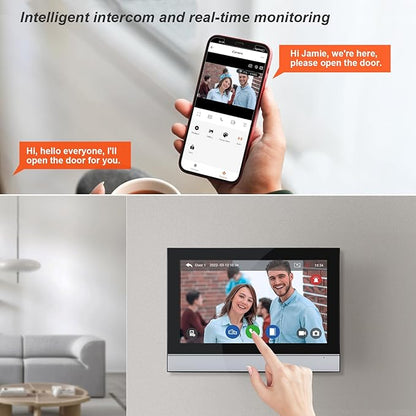 WiFi Wired Video Doorbell System (Wiring Required), 10 Inch High-Definition Monitor +Ring Camera, Support Two-Way Intercom Tuya APP Remote Control & 1080P IR Night Vision for Villa Home Apartment