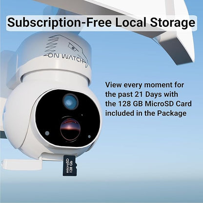 4G LTE No Wi-Fi 24/7 Recording Solar Floodlight Security Camera Outdoor Wireless, Motion-Activated Notification/Floodlight/Siren, Pan/Tilt, 2K HD Live View/Talk, Free 128GB Storage & SIM Card