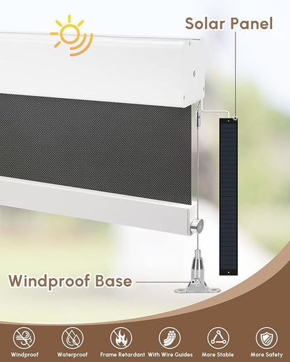 Kincmo Motorized Outdoor Shades for Patio Porch, Custom Outdoor Motorized Blinds with Remote, Waterproof & Windproof Patio Shades Work with Apple Homekit,Alexa,Google (3% Openness Dark Grey)