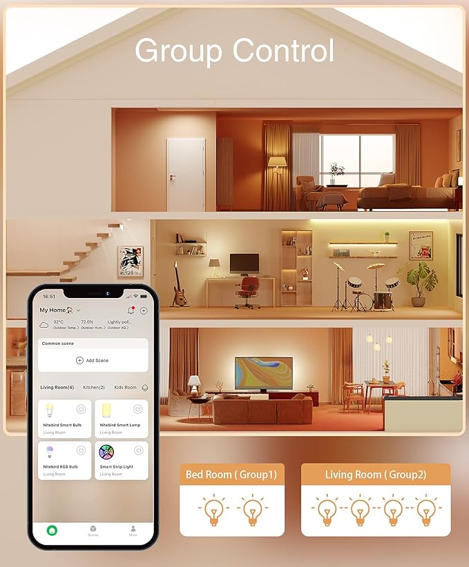 Wi-Fi Smart Light Bulb (White), 6 Pack-Compatible with Alexa and Google Assistant