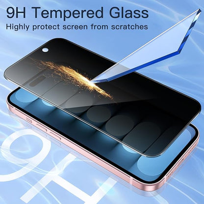 JETech Privacy Screen Protector for iPhone 15 6.1-Inch, Anti-Spy Tempered Glass Film with Easy Installation Tool, 2-Pack