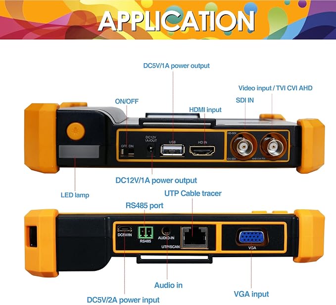 Rsrteng HD-3200C CCTV Tester HD Coaxial 4K 8MP TVI/CVI/AHD/SDI/CVBS Camera Tester with Cable Tracer 5 inch TFT-LCD Screen Monitor 5 in1Support Support RS485 Audio HD VGA DC12V Output PTZ Control