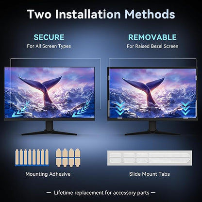 [2 Pack] Computer Privacy Screen 27 Inch for 16:9 Widescreen Monitor, Removable Eye Protection Anti Glare Blue Light Filter, Anti Scratch Computer Monitor Privacy Shield 27 in