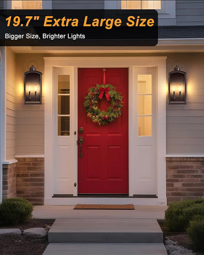 19.7IN Dusk to Dawn Outdoor Wall Light Fixtures,Reddish Brown Exterior Lanterns Waterproof, Large Porch Sconces Wall Mounted Lighting, Modern Front Open Window Wall Lamps for House, Patio