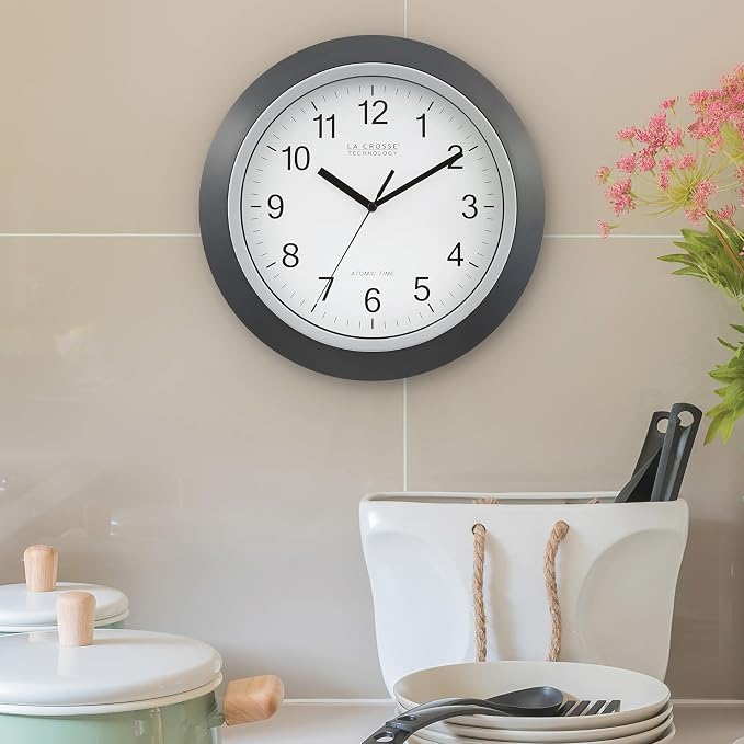 La Crosse Technology WT-3129B 12 Inch Atomic Analog Wall Clock, Black (Pack of 5)