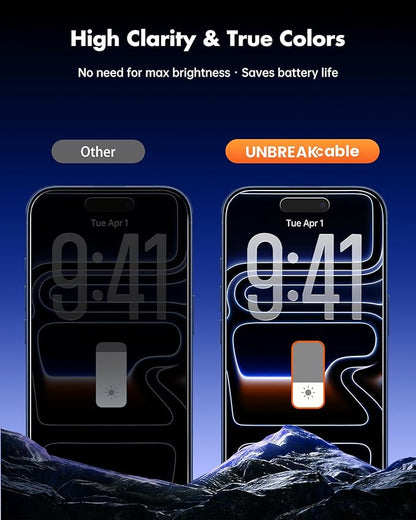 UNBREAKcable Privacy Screen Protector for iPhone 17 Pro, Shatterproof Tempered Glass [True 28°Anti Spy] [9H Hardness] [Easy Installation Frame] Private Protector for iPhone 6.3inch-2 Pack