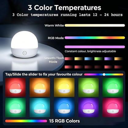HISTAR Rechargeable Light Bulbs for Sconce and Lamp, E26 Battery Operated Light Bulb with Remote, RGB, Timer, Dimmable, 3 Color Temperature, 2500mAH
