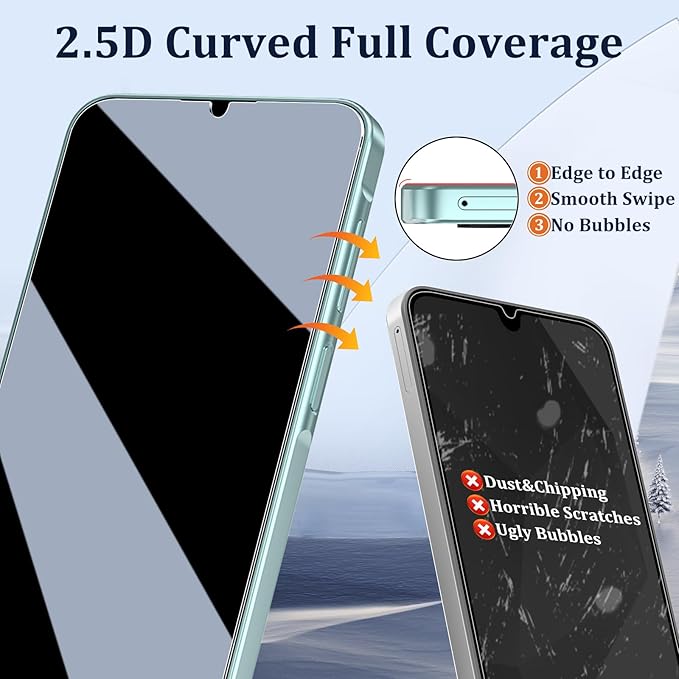 Asstar [2 Pack] Privacy Screen Protector for Samsung Galaxy A16 5G,9H Tempered Glass Privacy Samsung Galaxy A16 6.7" Privacy Screen Protector,Anti-Scratch Case Friendly Easy Install Accessories