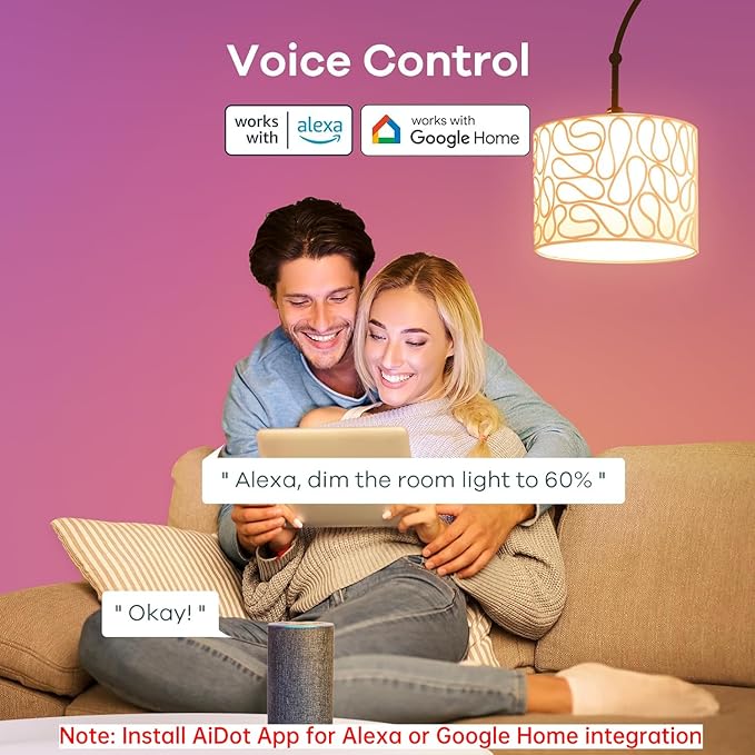 Linkind Smart Light Bulbs 1pk, Color Changing Light Bulbs Work with Alexa & Google Home, WiFi Smart Bulb 800LM Dimmable, 9W equivalent 60W Alexa LED Bulb A19 E26, Preset Scenes, 2.4Ghz WiFi Only