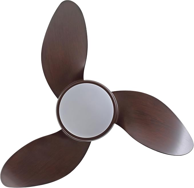 OVAL AIR AIR8000C Albini 22" Contemporary Minimalist 6-Speed Metal Mobile-App/Remote-Controlled Dimmable Smart Integrated LED Ceiling Fan for Living Room, Bedroom, Office, Olympic Dark Walnut