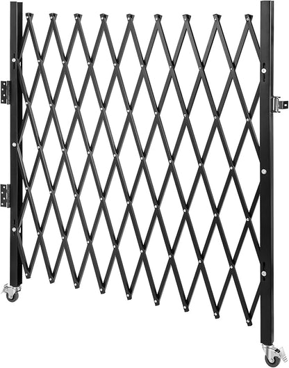 VEVOR Single Folding Security Gate, 51.57" H x 75" W, Steel Accordion Door, Flexible Expanding Barricade, 360 Rolling Scissor Gate with Padlock