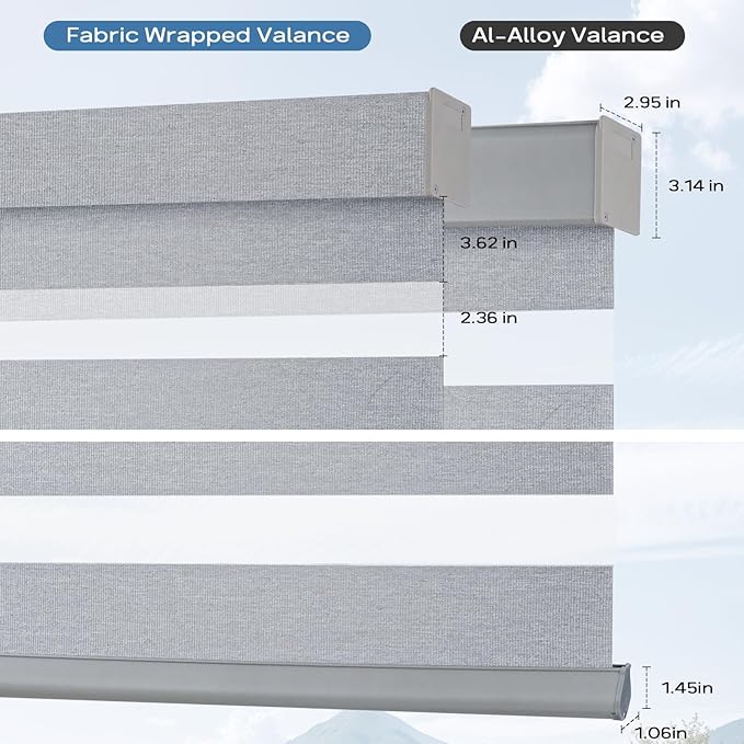 Motorized Zebra Blinds Compatible with Alexa Smart Dual Layer Shades with Control Remote Roller Blinds Automatic Shades for Smart Home and Office Customized Size (95% Shading - Luxury Grey)