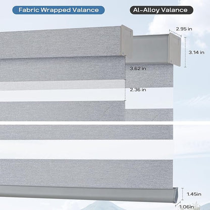Motorized Zebra Blinds Compatible with Alexa Smart Dual Layer Shades with Control Remote Roller Blinds Automatic Shades for Smart Home and Office Customized Size (95% Shading - Luxury Grey)