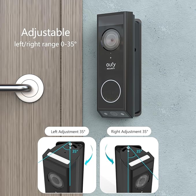 Angle Mount for eufy Security Video Doorbell E340, Adjustable 0 to 35 Degree Doorbell Camera Holder for Eufy Doorbell E340, Mounting Bracket Corner Wedge Stand Kit for eufy Video Doorbell E340