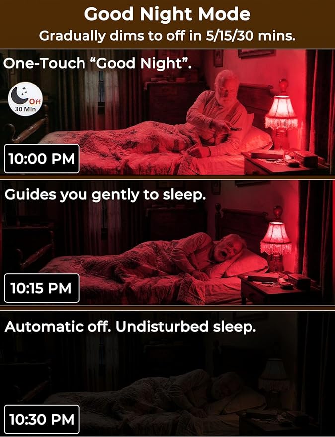 LED Red Light Bulbs for Sleep with Remote Control, E26 Circadian Light Bulb A15, 5W(40W Equivalent) for Sleep Therapy, Baby Nursery, Bedroom (4 Packs)