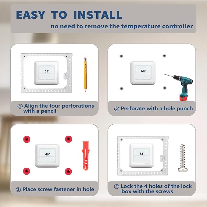 Gedreew 3 PCS Large Thermostat Lock Box Cover with Key, Clear Thermostat Cover with Lock Compatible With Honeywell Thermostat On Wall, AC Lock Box Cover with Key Fits Thermostats 5"H x 6" W or Smaller