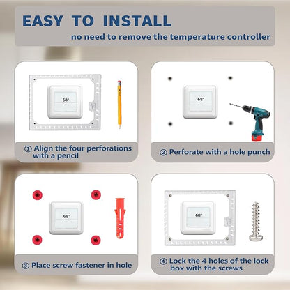 Gedreew 3 PCS Large Thermostat Lock Box Cover with Key, Clear Thermostat Cover with Lock Compatible With Honeywell Thermostat On Wall, AC Lock Box Cover with Key Fits Thermostats 5"H x 6" W or Smaller