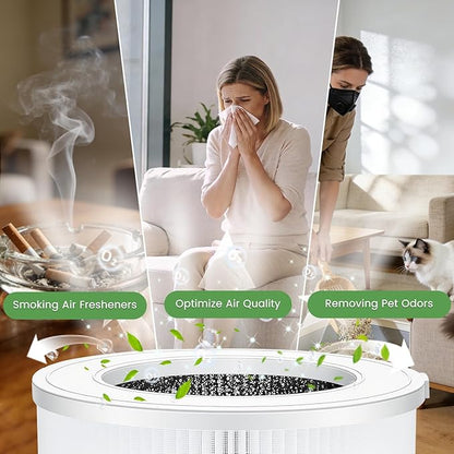 Air Purifiers for Home Large Room Up to 1750ft²,3-in-1 Filter with Sleep Mode,Air Purifier with Aromatherapy for Office,Living Room,Bedroom,Remove Smoke Odor,Home Pets,Grey Black