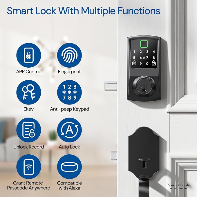 Nyboer 7-in-1 Keyless Smart Deadbolt Lock | Keypad Deadbolt,Easy Installation,Fingerprint unlock,Remote Control,Auto Lock,Waterproof