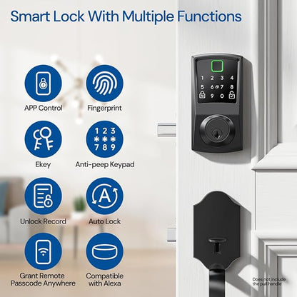 Nyboer 7-in-1 Keyless Smart Deadbolt Lock | Keypad Deadbolt,Easy Installation,Fingerprint unlock,Remote Control,Auto Lock,Waterproof