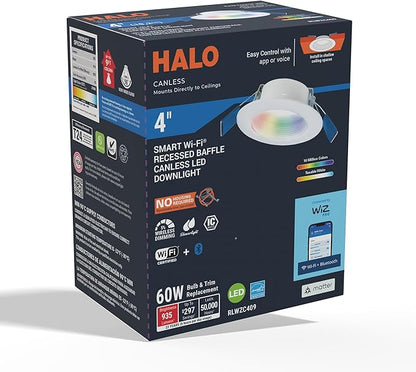 HAL0 4" Smart Wi-Fi® Recessed Canless LED Downlight 4-Pack Connected by WiZ Pro - RLWZC409-4PK