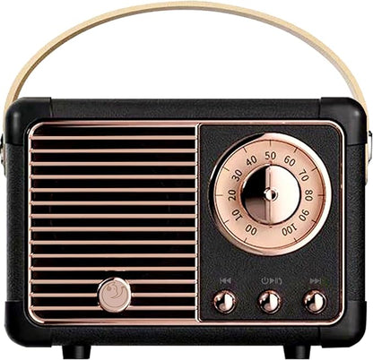 Retro Bluetooth Speaker, Vintage Decor, Small Portable Wireless Speaker,Hands-Free Call,400mA Battery,TF Card,Aux Line, for iOS Android Smartphone Home Office, Gift Ideas Black